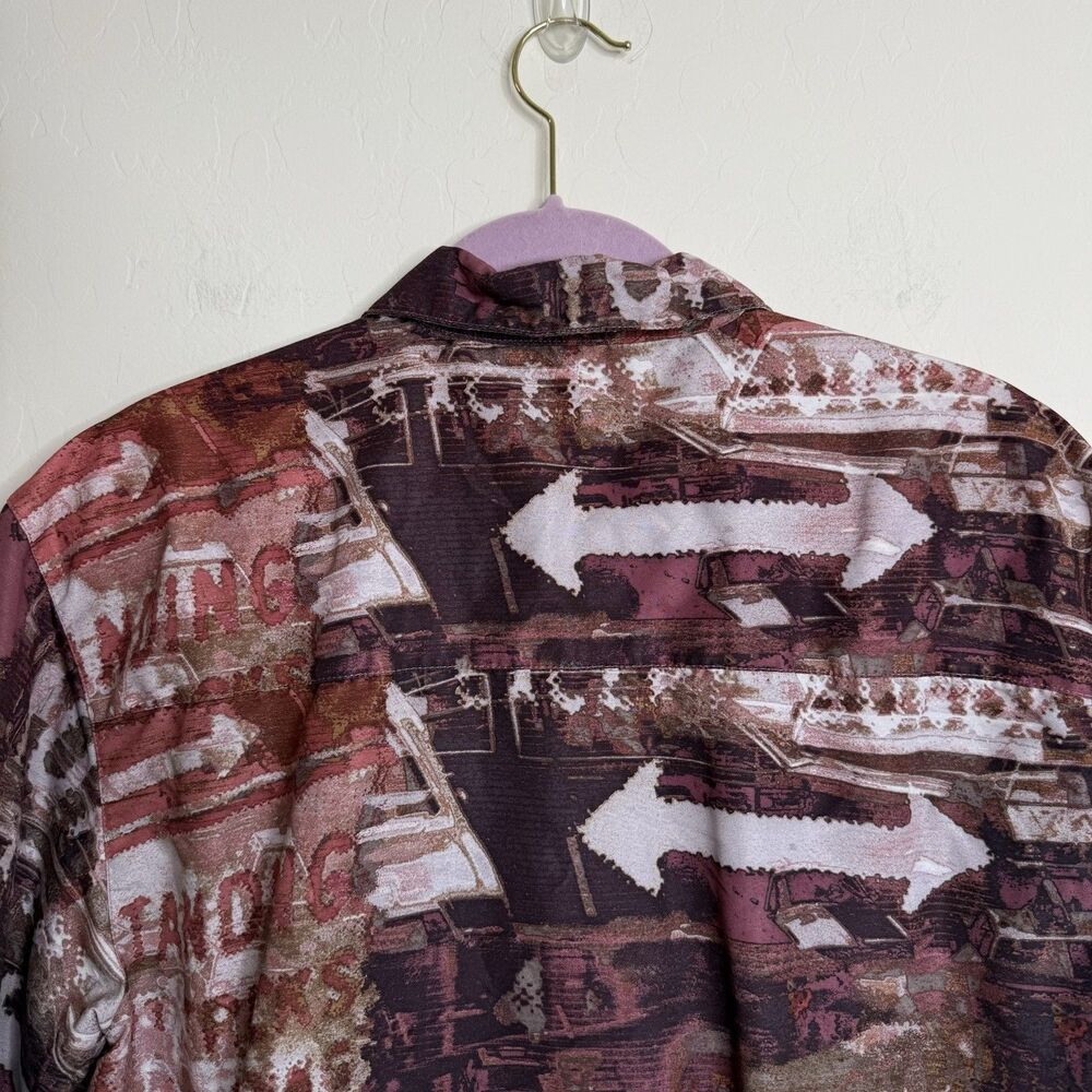 No Boundaries M/L Vintage Graffiti Button Up Short Sleeve Shirt 90’s Y2K Grunge - Picture 11 of 13